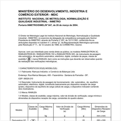 Portaria DIMEL/INMETRO 47:2004 - Situação: Revisto