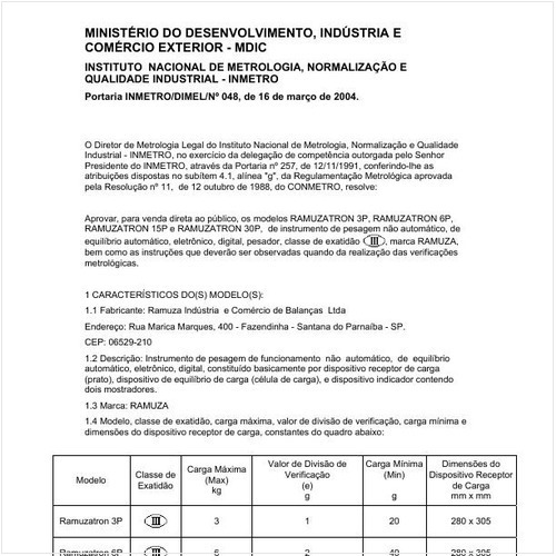 Portaria DIMEL/INMETRO 48:2004 - Situação: Revisto