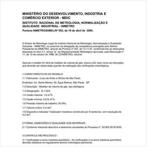 Portaria DIMEL/INMETRO 55:2004 - Situação: Revisto