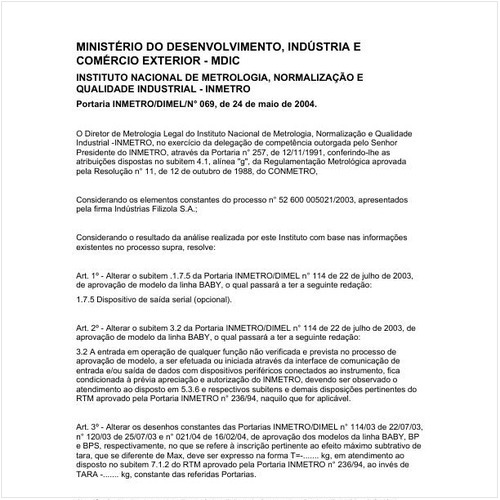 Portaria DIMEL/INMETRO 69:2004 - Situação: Em vigor