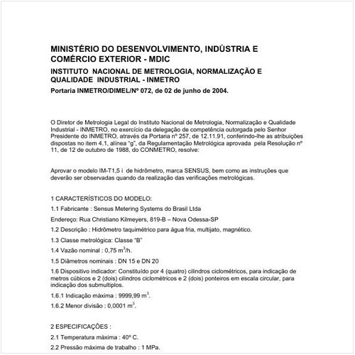 Portaria DIMEL/INMETRO 72:2004 - Situação: Revisto