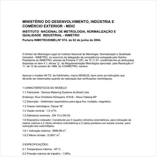 Portaria DIMEL/INMETRO 74:2004 - Situação: Em vigor
