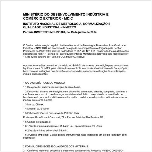 Portaria DIMEL/INMETRO 81:2004 - Situação: Em vigor