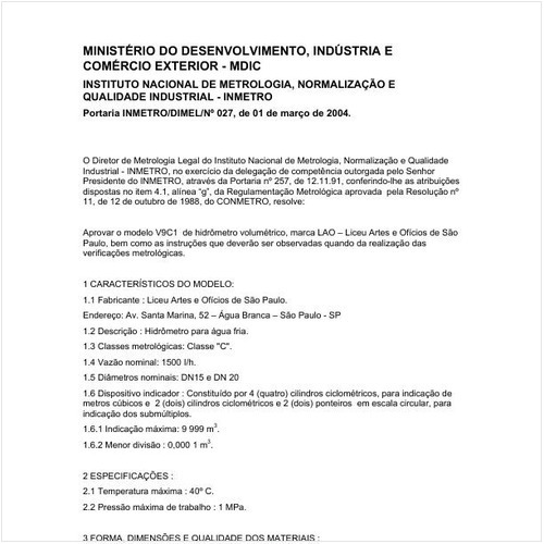 Portaria DIMEL/INMETRO 27:2004 - Situação: Revisto