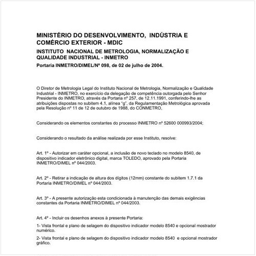 Portaria DIMEL/INMETRO 98:2004 - Situação: Revisto