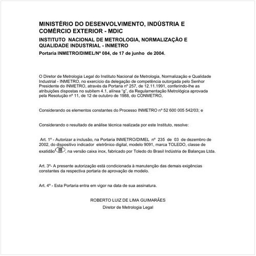 Portaria DIMEL/INMETRO 84:2004 - Situação: Revisto