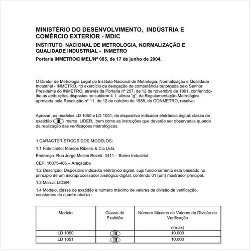 Portaria DIMEL/INMETRO 85:2004 - Situação: Revisto