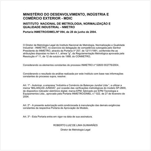Portaria DIMEL/INMETRO 94:2004 - Situação: Em vigor