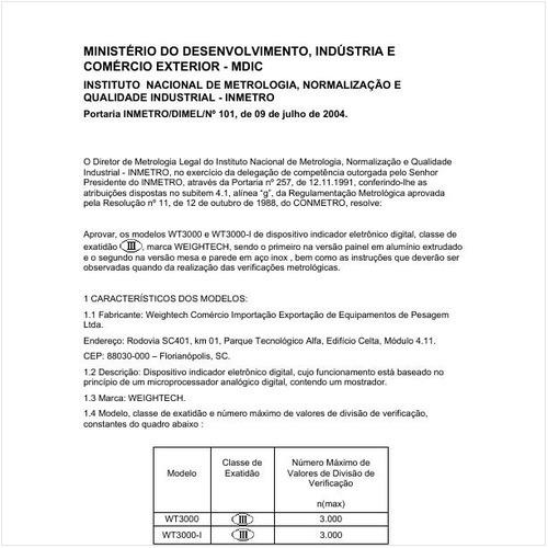 Portaria DIMEL/INMETRO 101:2004 - Situação: Revisto