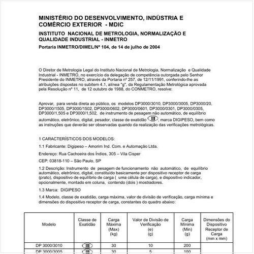 Portaria DIMEL/INMETRO 104:2004 - Situação: Revisto