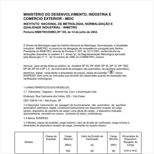 Portaria DIMEL/INMETRO 105:2004 - Situação: Revisto