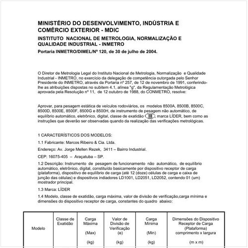 Portaria DIMEL/INMETRO 120:2004 - Situação: Revisto