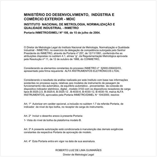 Portaria DIMEL/INMETRO 108:2004 - Situação: Em vigor