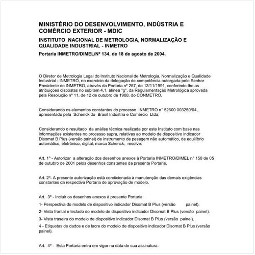Portaria DIMEL/INMETRO 134:2004 - Situação: Em vigor