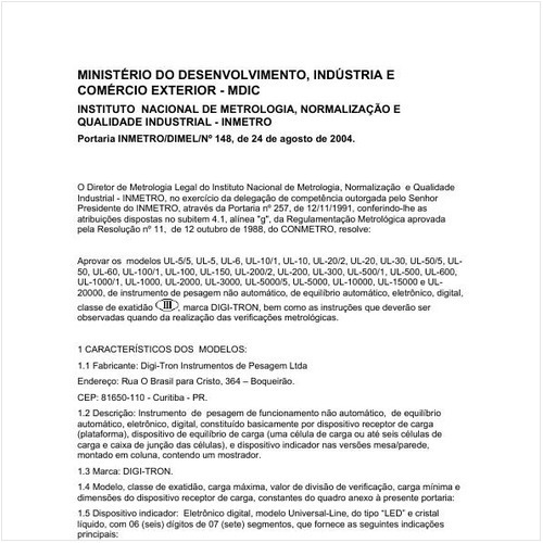 Portaria DIMEL/INMETRO 148:2004 - Situação: Revisto