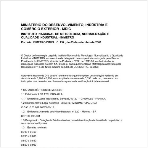 Portaria DIMEL/INMETRO 132:2001 - Situação: Revogado