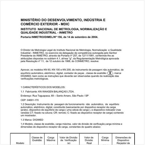 Portaria DIMEL/INMETRO 156:2004 - Situação: Revisto