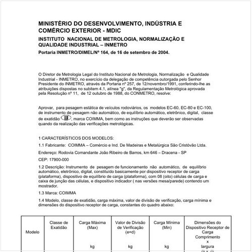 Portaria DIMEL/INMETRO 164:2004 - Situação: Revisto