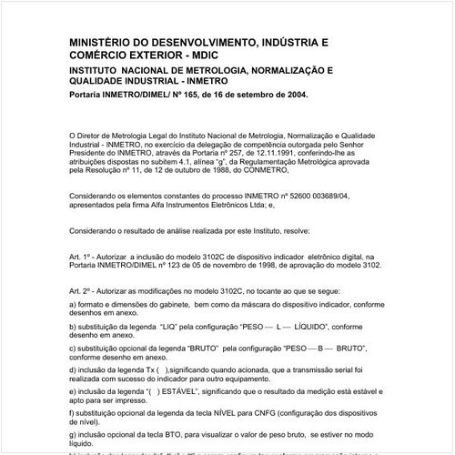 Portaria DIMEL/INMETRO 165:2004 - Situação: Revisto