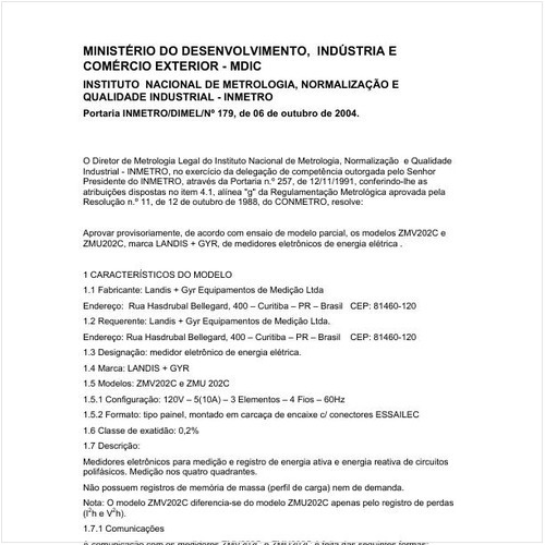Portaria DIMEL/INMETRO 179:2004 - Situação: Em vigor