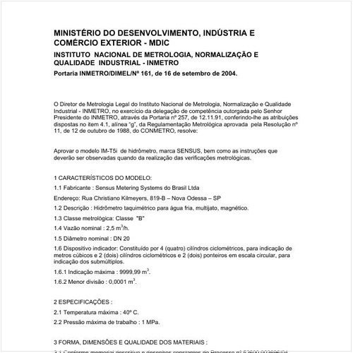 Portaria DIMEL/INMETRO 161:2004 - Situação: Revisto