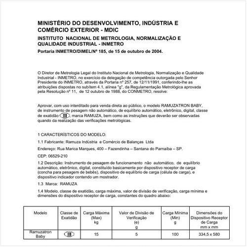 Portaria DIMEL/INMETRO 185:2004 - Situação: Revisto