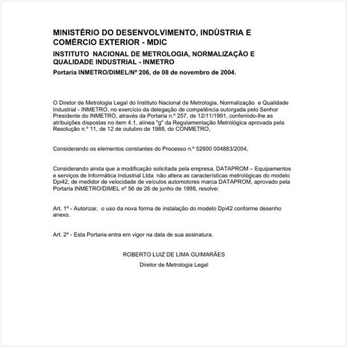 Portaria DIMEL/INMETRO 206:2004 - Situação: Em vigor