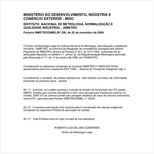 Portaria DIMEL/INMETRO 226:2004 - Situação: Em vigor