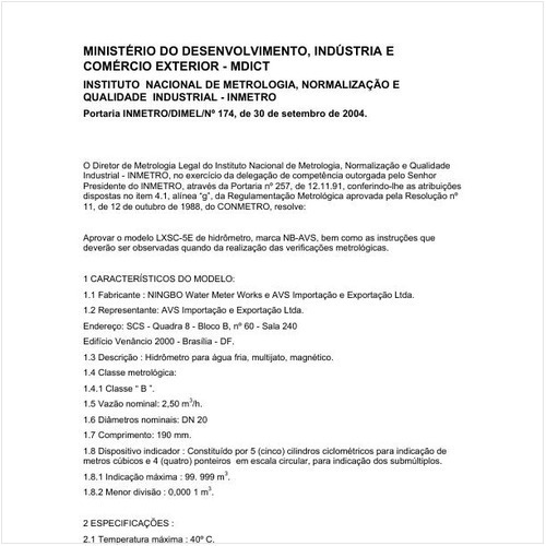 Portaria DIMEL/INMETRO 174:2004 - Situação: Revisto
