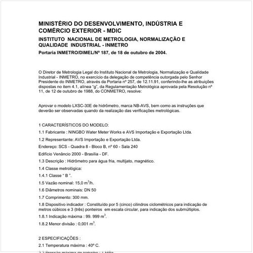 Portaria DIMEL/INMETRO 187:2004 - Situação: Revisto