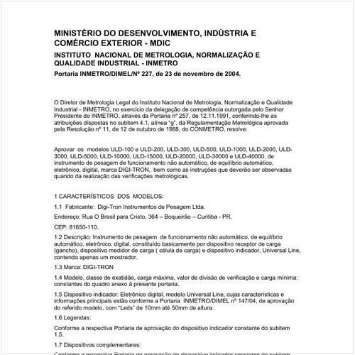 Portaria DIMEL/INMETRO 227:2004 - Situação: Revisto