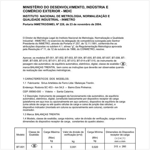 Portaria DIMEL/INMETRO 228:2004 - Situação: Revisto