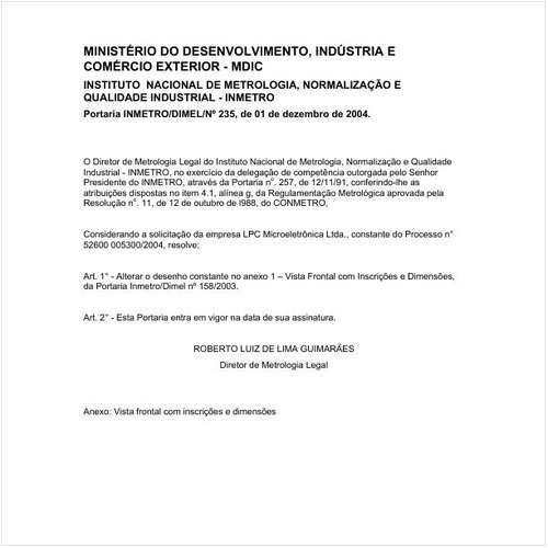 Portaria DIMEL/INMETRO 235:2004 - Situação: Revisto