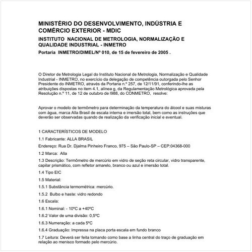 Portaria DIMEL/INMETRO 10:2005 - Situação: Revogado