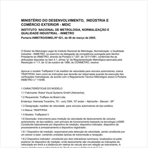 Portaria DIMEL/INMETRO 21:2005 - Situação: Em vigor