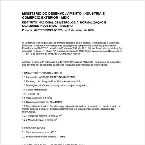 Portaria DIMEL/INMETRO 23:2005 - Situação: Revisto