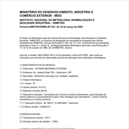 Portaria DIMEL/INMETRO 27:2005 - Situação: Revisto