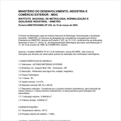 Portaria DIMEL/INMETRO 30:2005 - Situação: Revisto