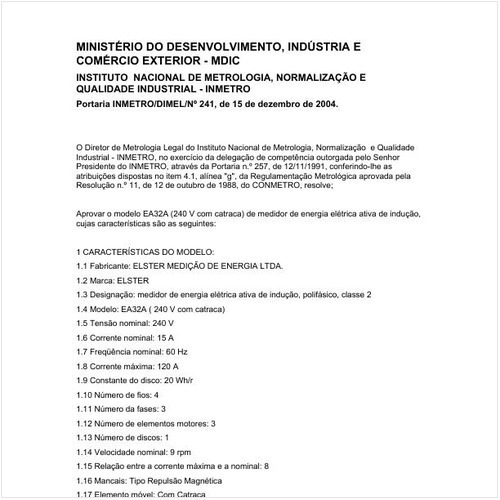 Portaria DIMEL/INMETRO 241:2004 - Situação: Revisto