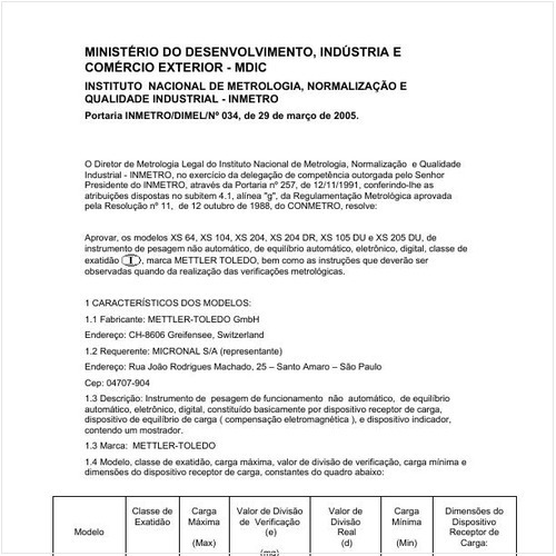 Portaria DIMEL/INMETRO 34:2005 - Situação: Revisto