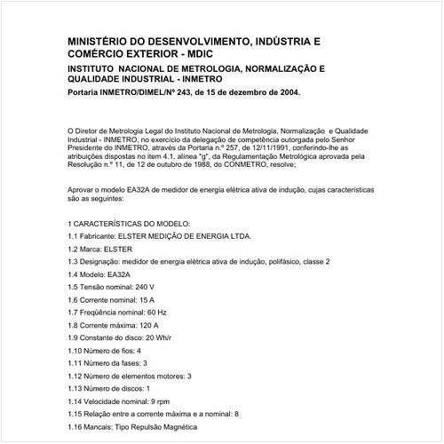 Portaria DIMEL/INMETRO 243:2004 - Situação: Revisto