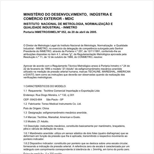 Portaria DIMEL/INMETRO 52:2005 - Situação: Em vigor