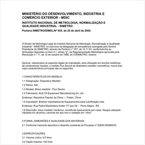 Portaria DIMEL/INMETRO 55:2005 - Situação: Em vigor