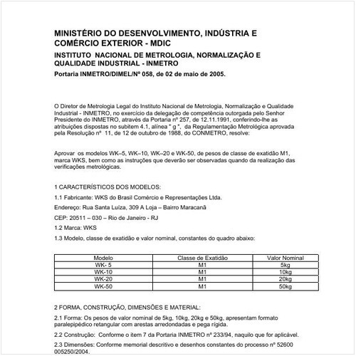 Portaria DIMEL/INMETRO 58:2005 - Situação: Revisto