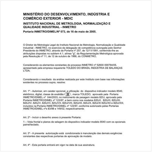 Portaria DIMEL/INMETRO 73:2005 - Situação: Revisto