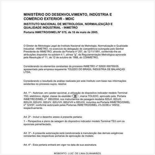Portaria DIMEL/INMETRO 75:2005 - Situação: Revisto
