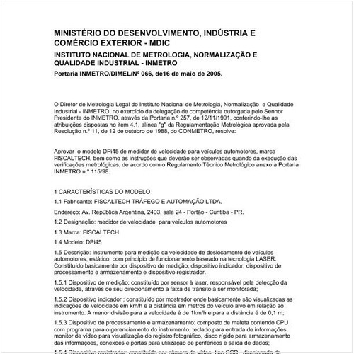 Portaria DIMEL/INMETRO 66:2005 - Situação: Revisto