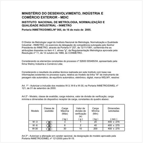 Portaria DIMEL/INMETRO 65:2005 - Situação: Revisto