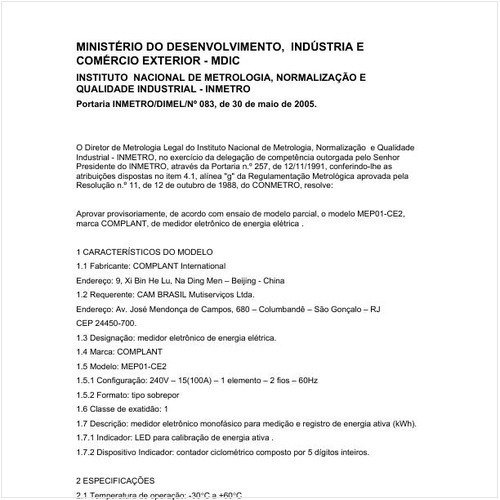 Portaria DIMEL/INMETRO 83:2005 - Situação: Revisto