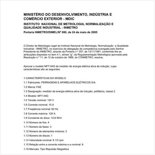 Portaria DIMEL/INMETRO 80:2005 - Situação: Revisto
